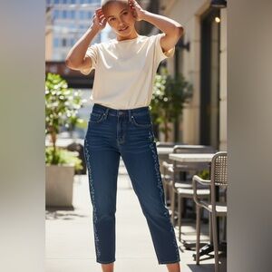 GAP Dark Blue Laser Itched Floral Skinny Jeans